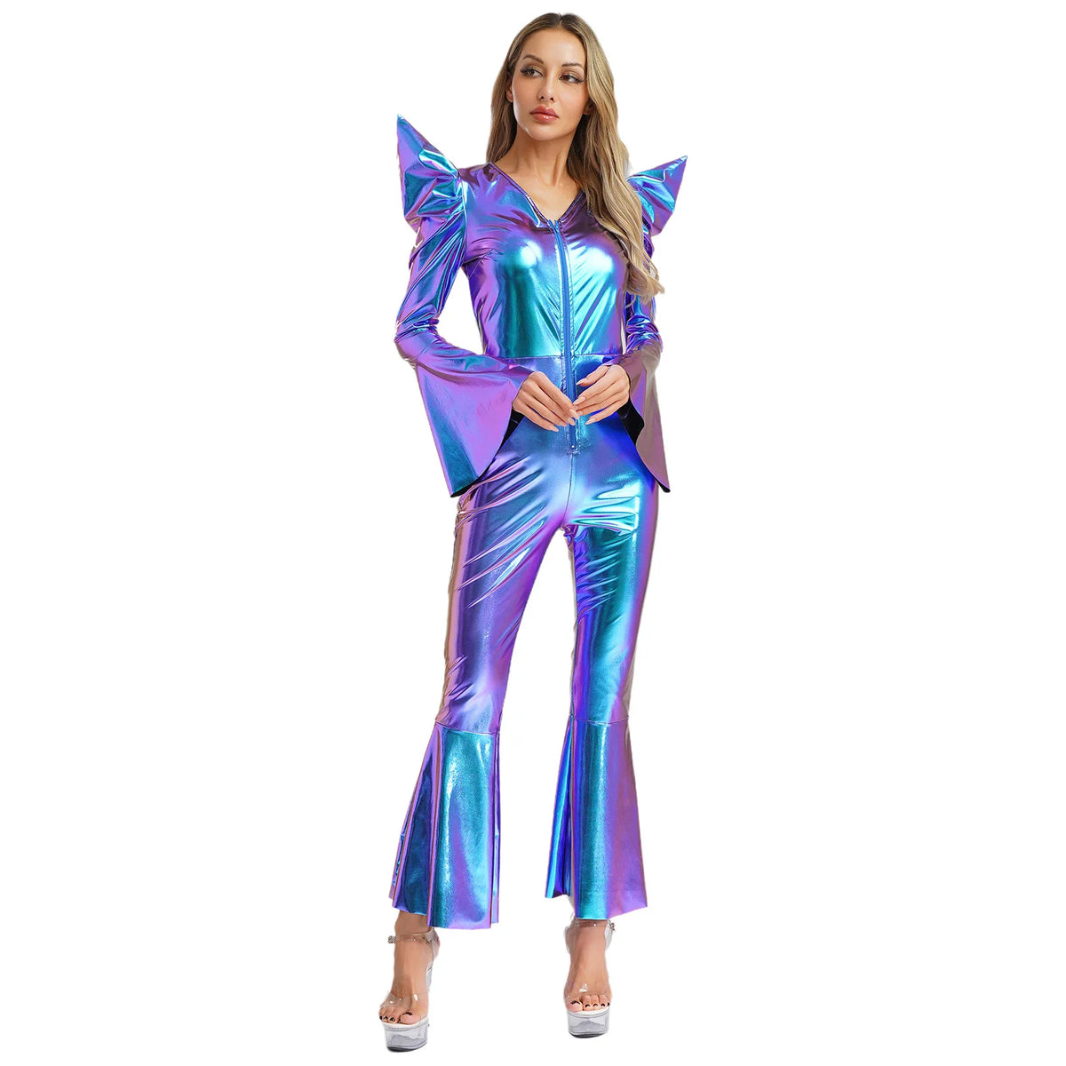 Metallic Jumpsuit | Statement Shoulders & Flares