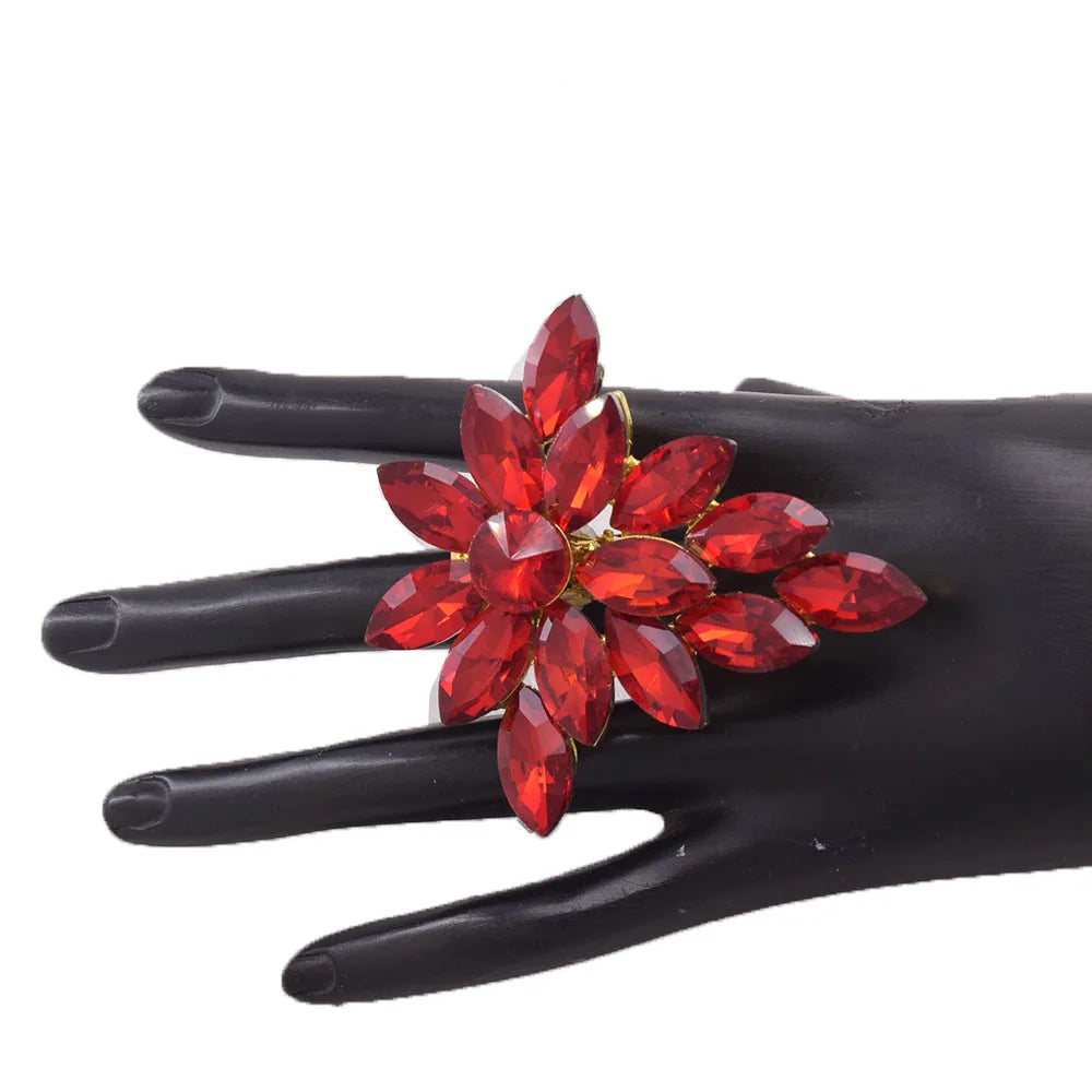 Gemstone Flower Cocktail Ring | Adjustable | 6.5cm