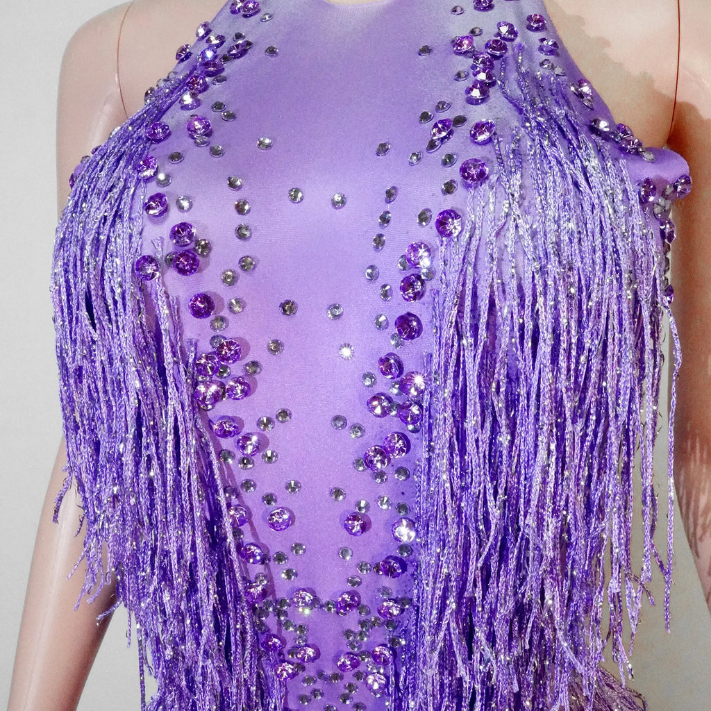 Stage Bodysuit | Rhinestone Fringe