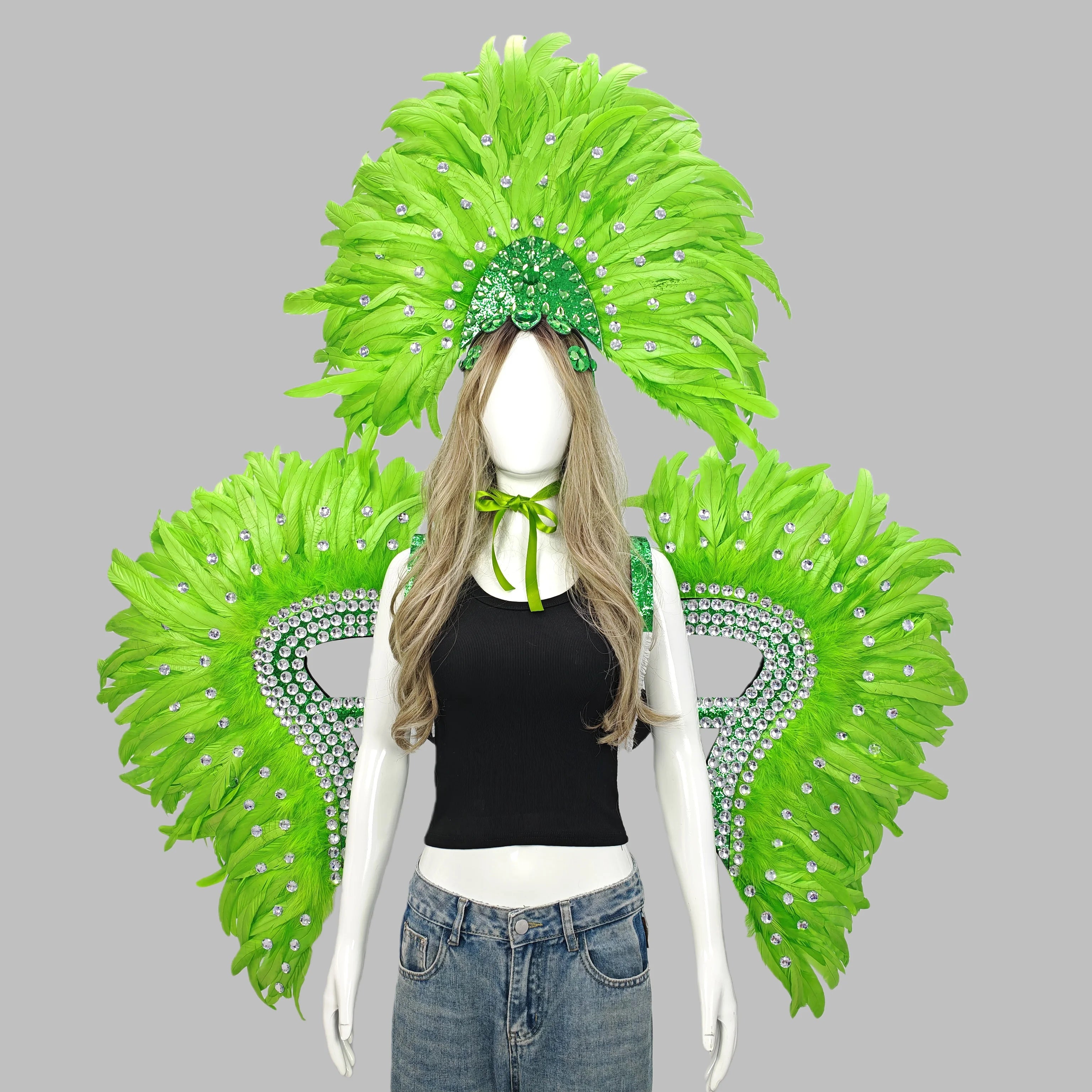 Feather Headdress & Wings Set - Carnival Stage Costume