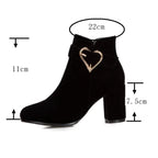 Flock Ankle Boots | Square Heel | Lace-Up | EU 33–52