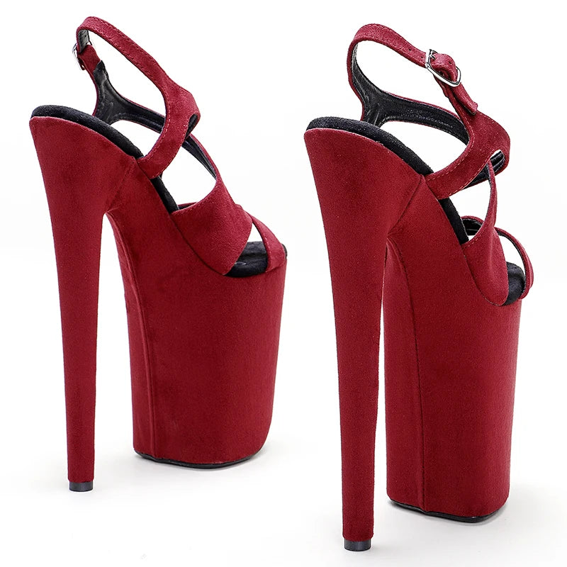 Suede Platform Pole Dance Sandals – 9-Inch High Heel Stage Shoes