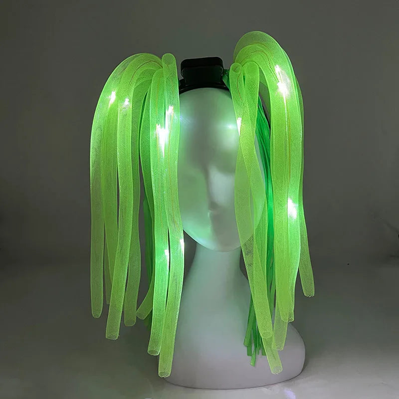 LED Light-Up Braid Pigtail Headband | Rave Festival Hair