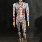 Printed Bodysuit Jumpsuit | Long Sleeve | Stage & Pole