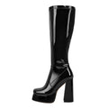Platform Knee-High Boots | Square Toe Side Zip | 12cm Heel | Sizes US 5–15