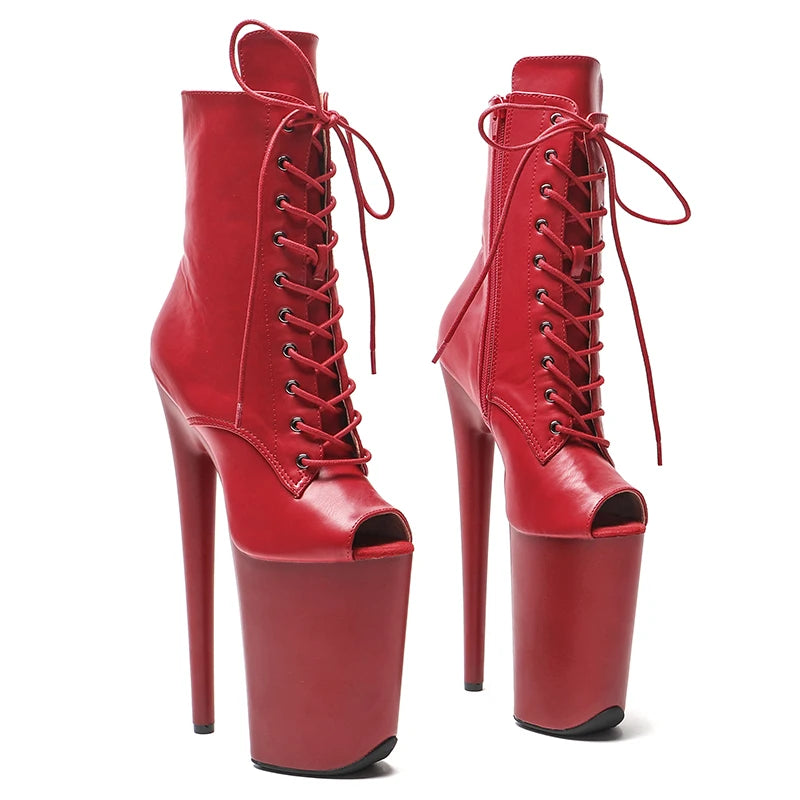 Matte Open-Toe Platform Boot – 9 Inch Stage & Pole Dance