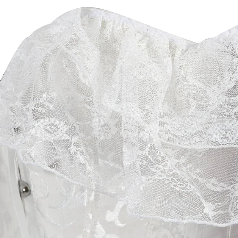 Lace Puff Sleeve Overbust Corset | Satin | Burlesque | Plus Size
