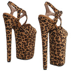 9-Inch Leopard Print Platform Sandals - Suede High Heel Performance Shoes