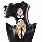 Rhinestone Clip-On Earrings | Long Tassel