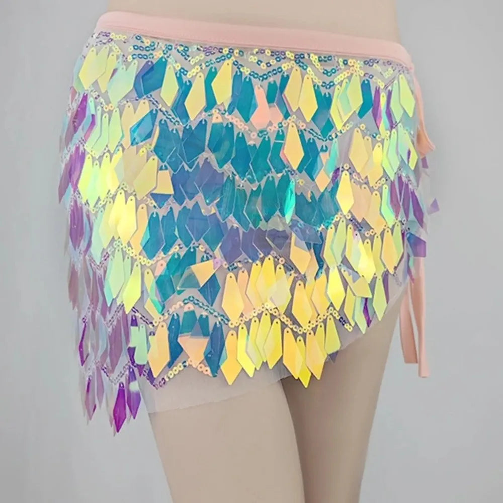 Fish Scale Paillette Wrap Mini Skirt | Holographic Sequin | Festival & Go-Go | 6 Colours