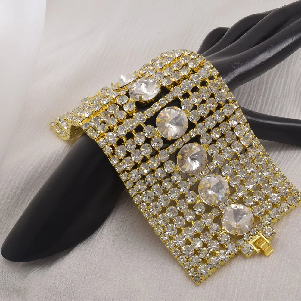 Crystal Rhinestone Cuff | Wide Bangle | Stage & Bridal