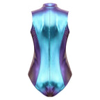 Metallic Bodysuit | Mock Neck Zip