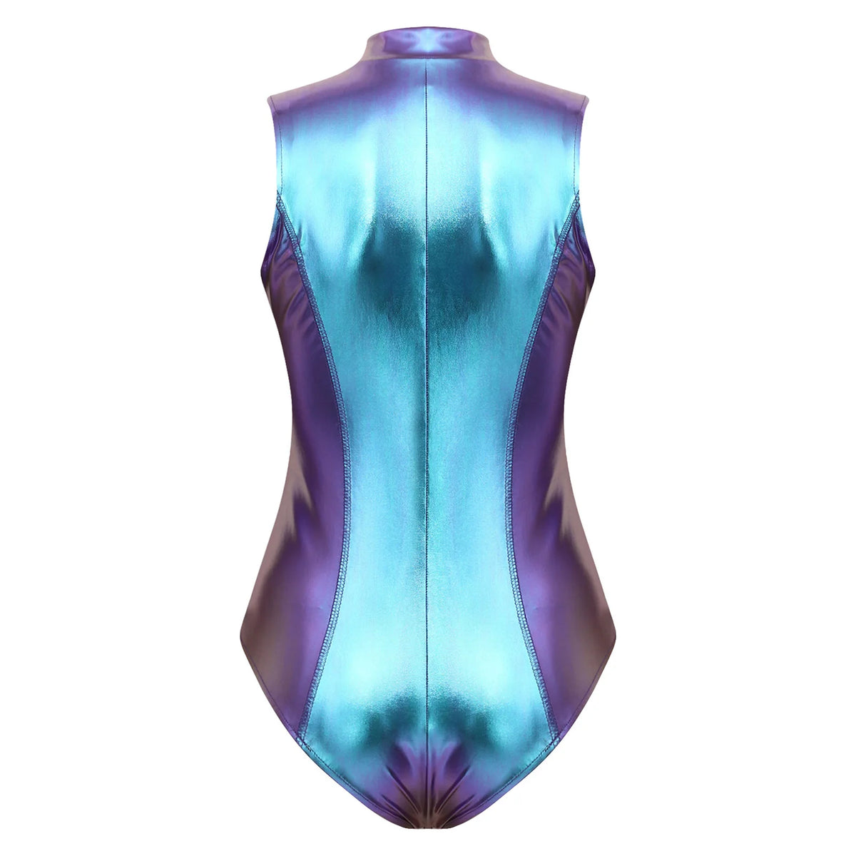 Metallic Bodysuit | Mock Neck Zip