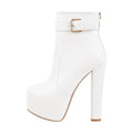 Platform Ankle Bootie | Block Heel | White, Black, Brown, Matte Black