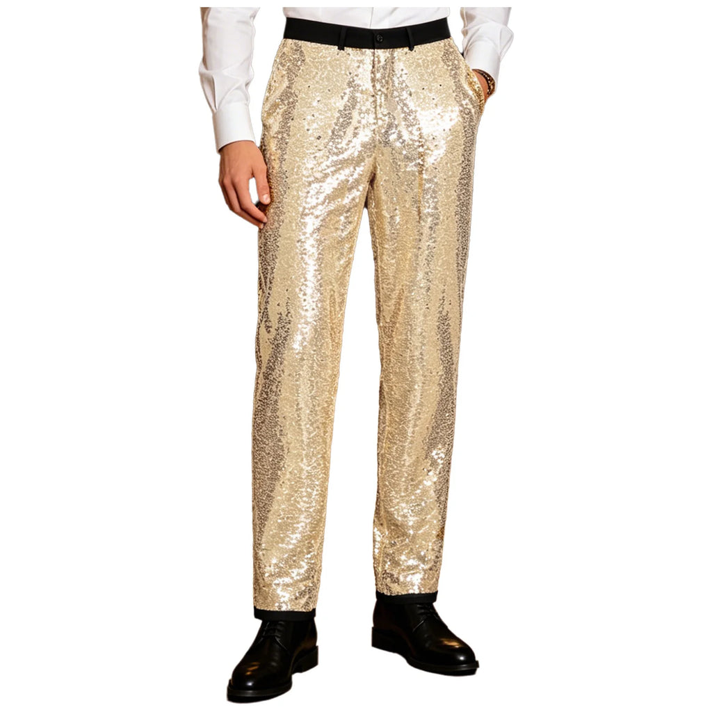 Men's Sequin Disco Pants | Slim Fit | Elastic Waist