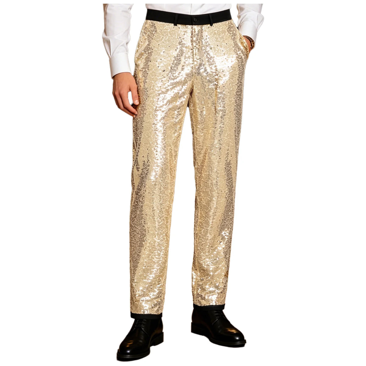 Men's Sequin Disco Pants | Slim Fit | Elastic Waist
