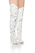 Crystal Embellished Over-the-Knee Boots | 10/12cm Heel