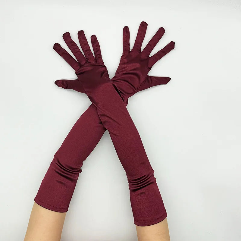 Elbow-Length Satin Gloves | Stagewear