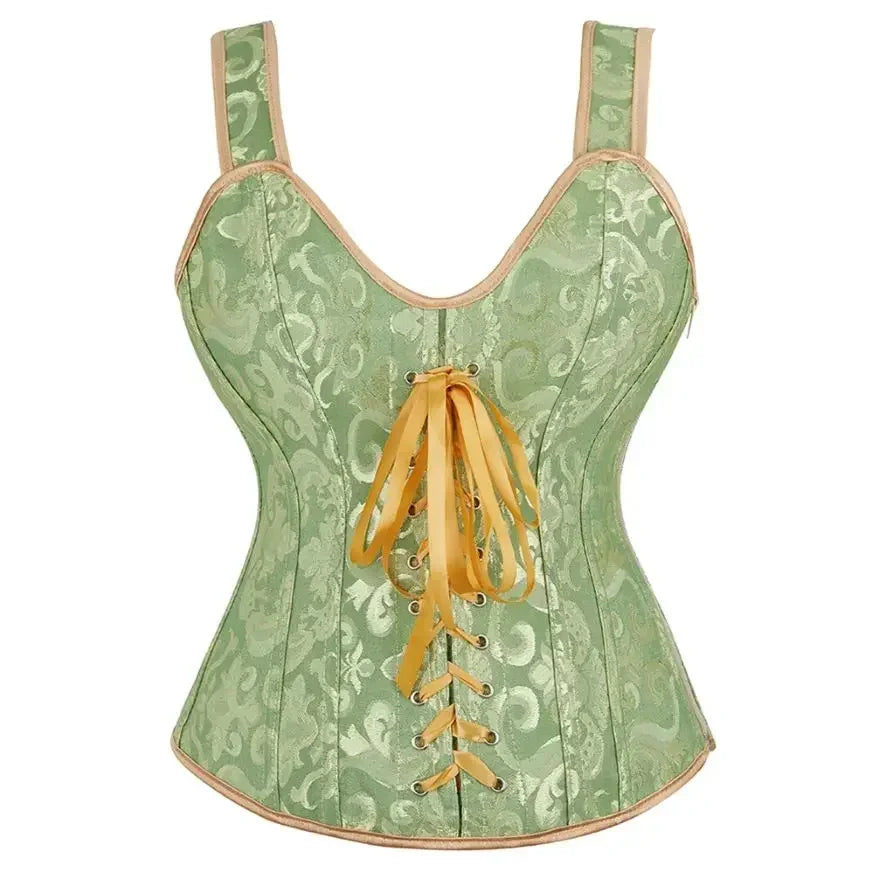 Satin Floral Overbust Corset | Straps | 12 Colors