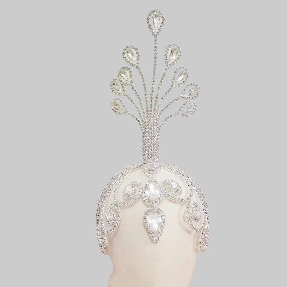 Oversized Rhinestone Crown Headpiece - Statement Tiara for Stage & Performance