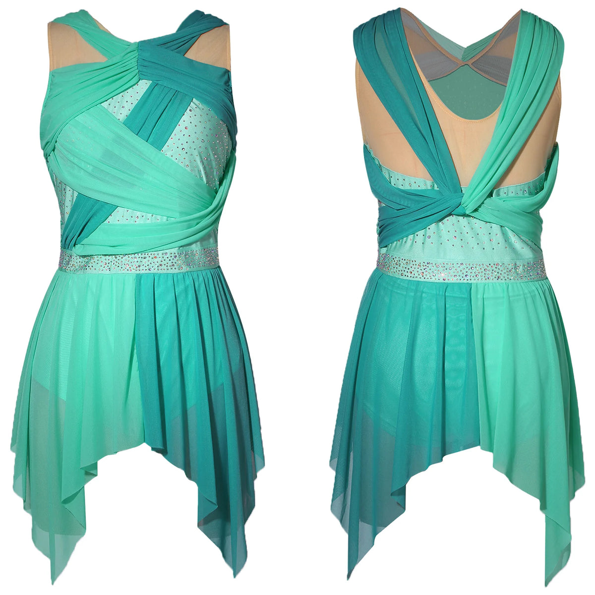 Aurora Rhinestone Ruched Dance Dress