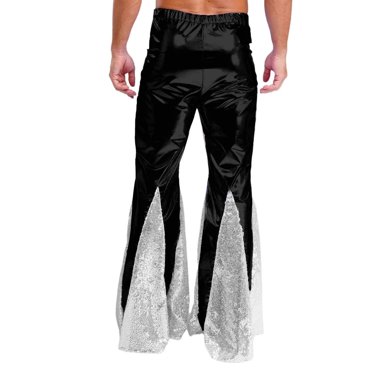 Men's Metallic Bell Bottom Pants | Holographic Flare | 70s Disco