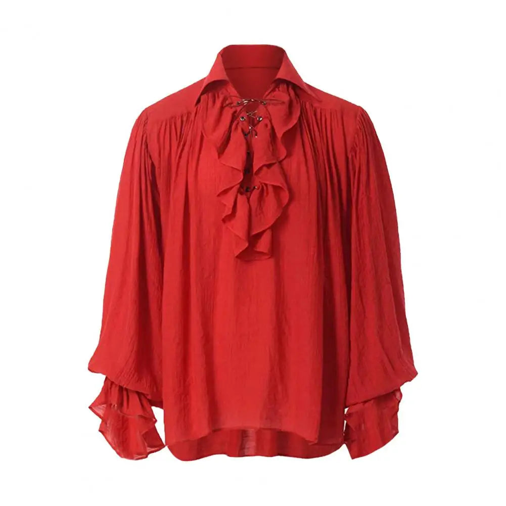 Renaissance Pirate Shirt | Lace-Up | Ruffled Cuffs | 4 Colors | S-3XL