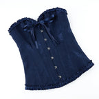 Floral Satin Overbust Corset | Lace Trim | Victorian Gothic