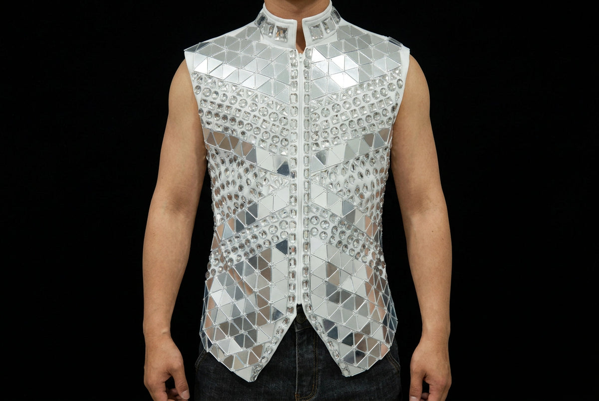 Men’s Mirror-Effect Vest | High Collar