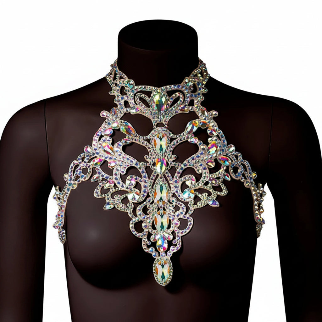 Crystal AB Stone Chest Necklace | Belly Dance