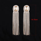 Long Rhinestone Drop Earrings | Clip or Pin