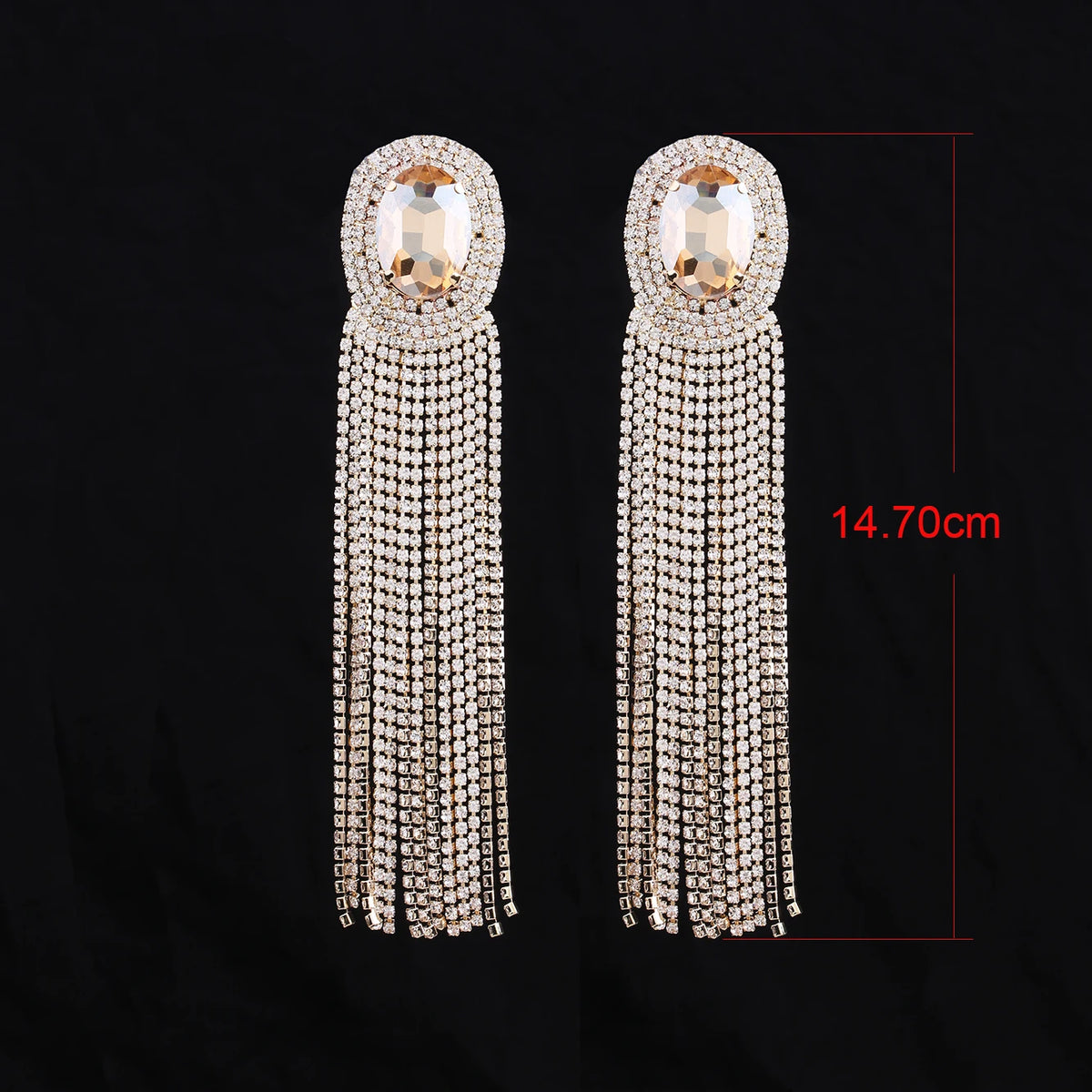 Long Rhinestone Drop Earrings | Clip or Pin