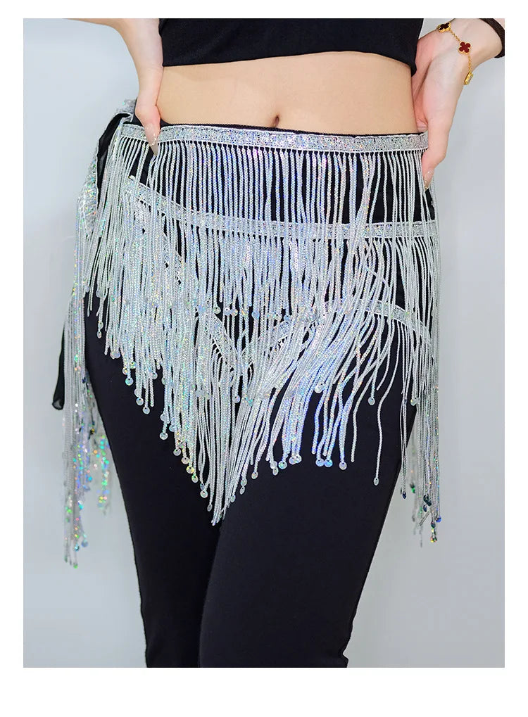 Fringe Shimmy Hip Scarf | Sequin Tassel Belt | Belly Dance
