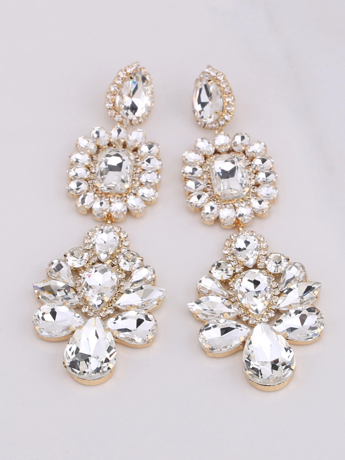 Rhinestone Water Drop Earrings | Clip or Pin