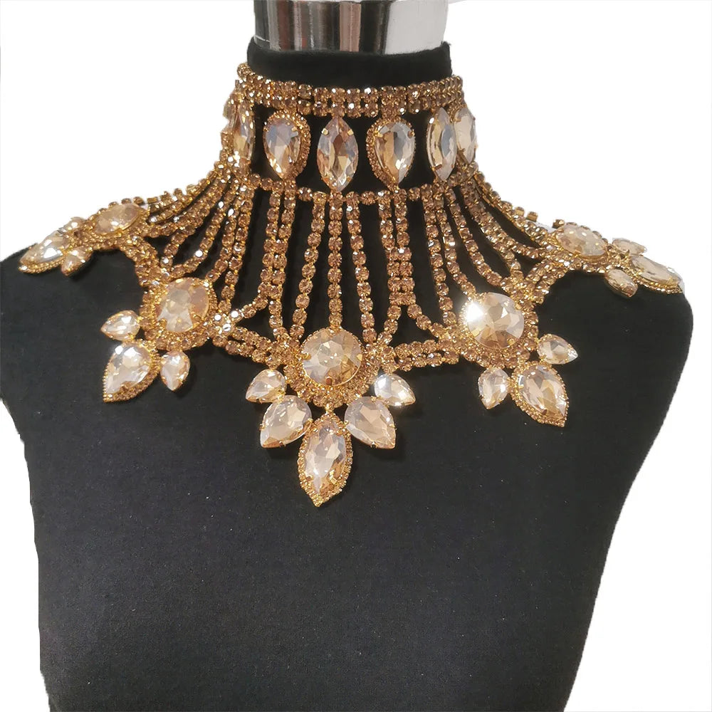 Rhinestone Choker Shoulder Necklace | Crystal Statement