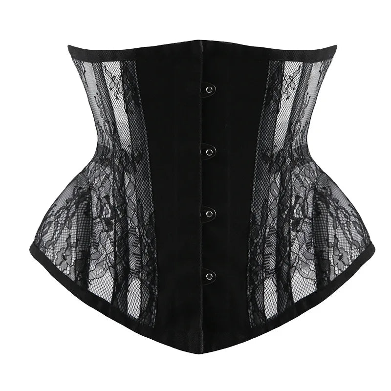 Lace Mesh Underbust Corset | Steel Boned | Gothic Victorian | Waist Trainer