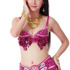 Sequin Coin Fringe Belly Dance Bra | Push-Up Underwire | One Size