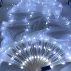 LED Belly Dance Fans - 1.5M Lace Performance Fans with Lights (Pair)