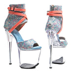20CM Platform Glitter Sandals - Open Toe High Heel Pole Dance Shoes