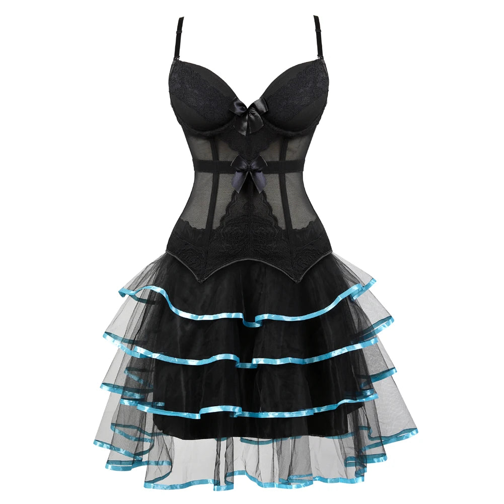 Overbust Corset & Tutu Skirt Set | Straps Cup | Burlesque