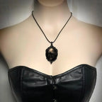 Gothic Castle Cameo Necklace | Crow & Bat | Rope Chain