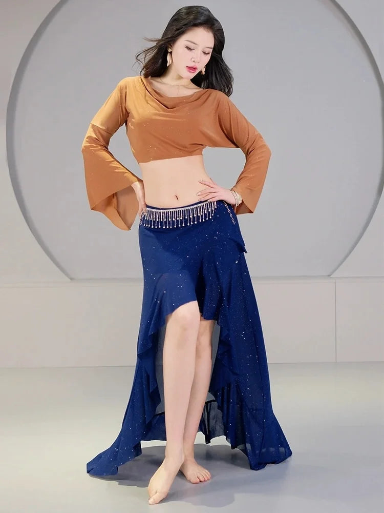 Flare Sleeve Belly Dance Set | Mesh Top & Slit Skirt