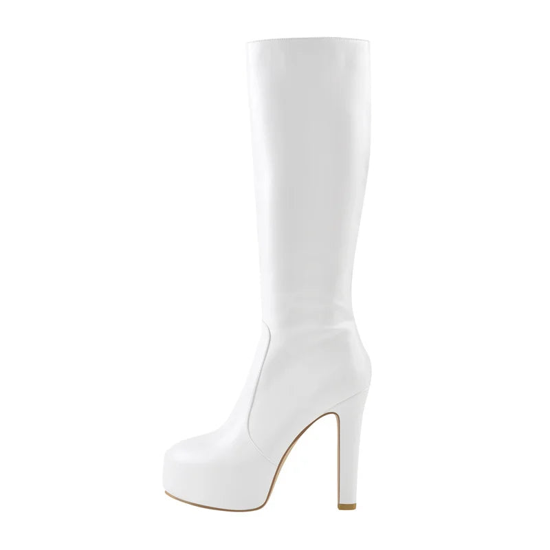 Platform Knee-High Boots — High Heel Zipper Boots for Performers