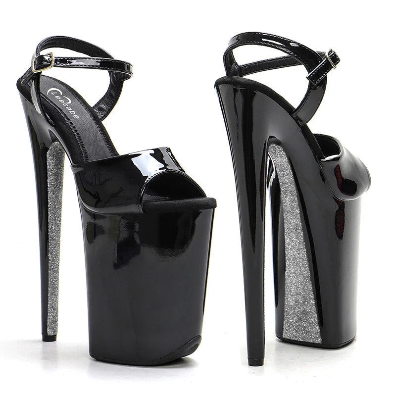 23CM Patent Glitter Platform Pole Dance Heels - 9 Inch High Heel Performance Sandals