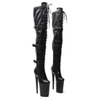 23CM Matte Platform Pole Dance Knee-High Boots - 9 Inch High Heel Performance Boots