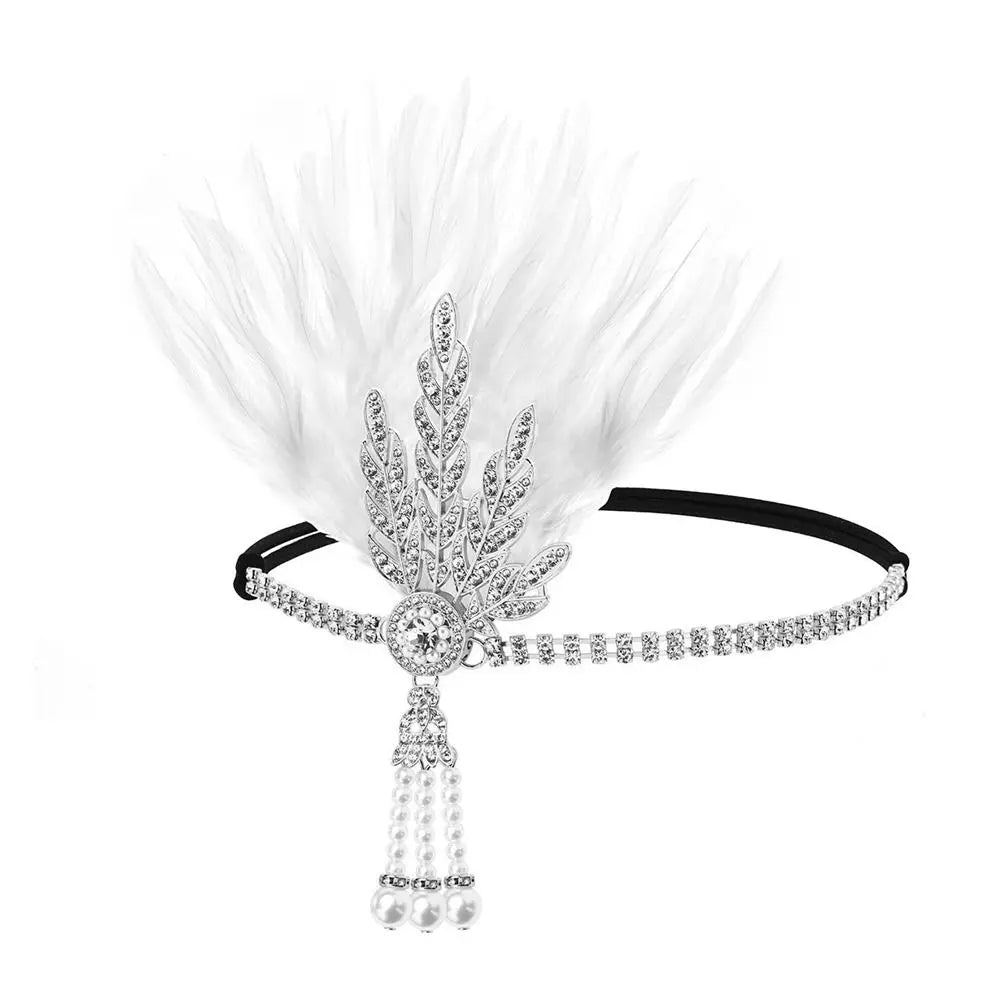 1920s Gatsby Feather Headband | Rhinestone & Pearl | 6 Styles