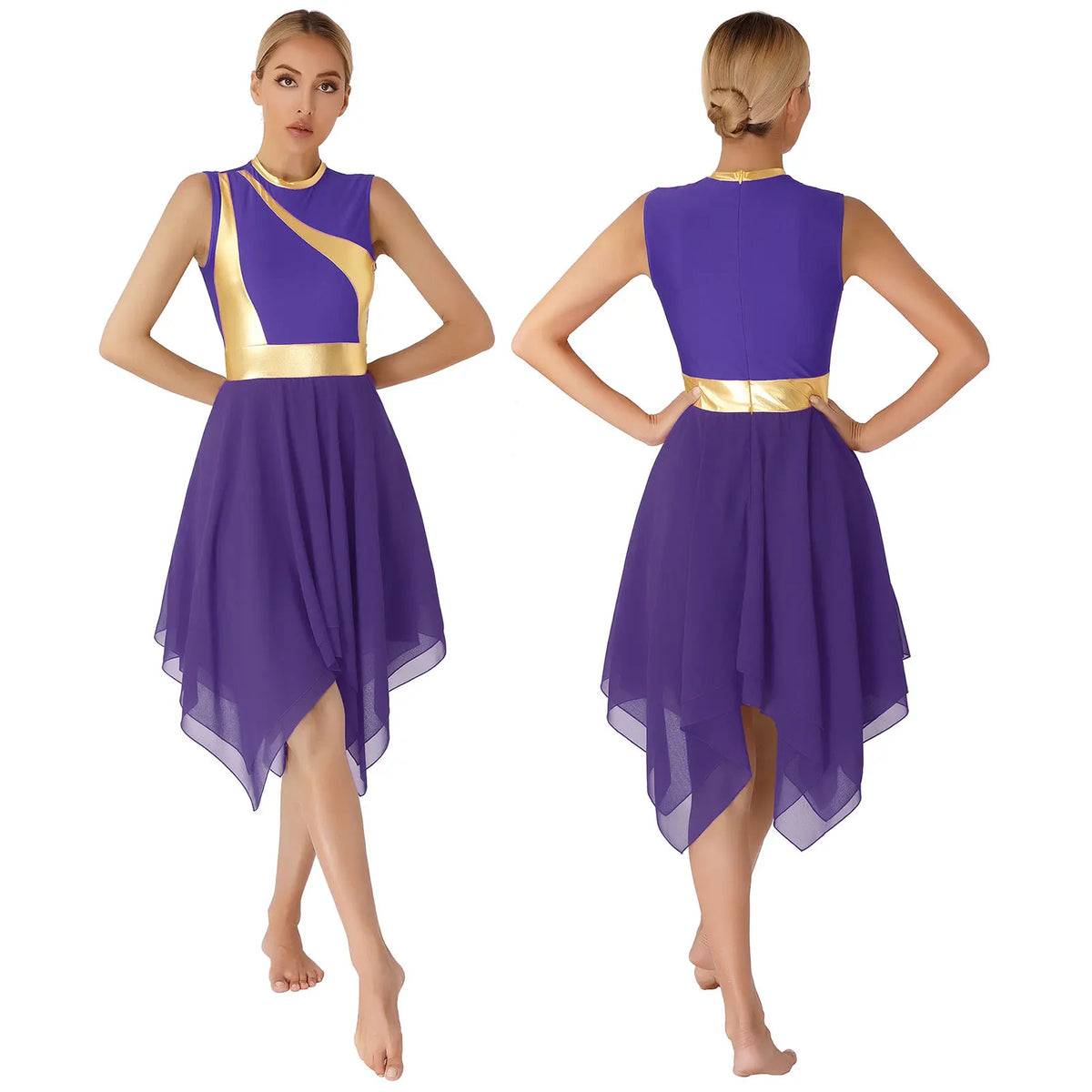 Lyrical Praise Dance Dress | Asymmetric Hem | Multi-Color