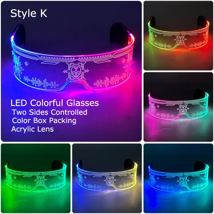 LED Acrylic Visor Glasses | 12-Mode Light-Up Rave Eyewear