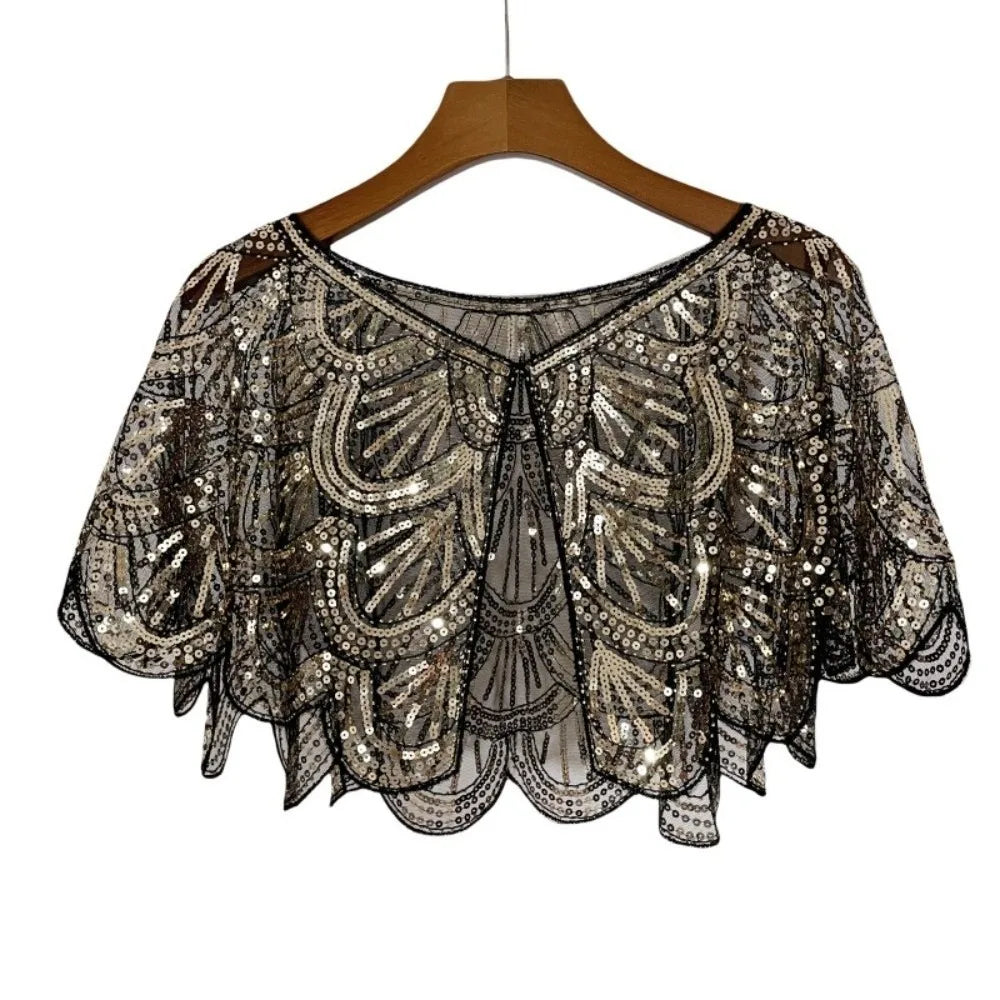 Sequin Shawl Cape | Sparkling Ruffle | Stage & Party