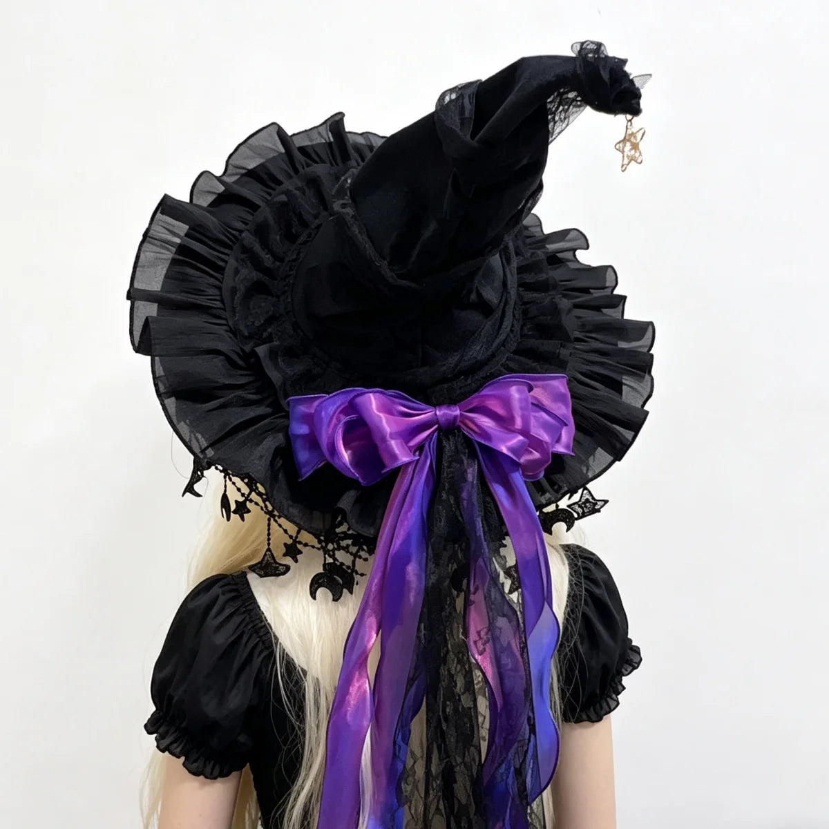 Gothic Witch Hat | Velvet, Lace & Satin Ribbon